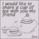 Tea set and muffin drawn by me on paper and then scanned.
