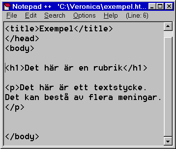 [Ett HTML-dokument, i en texteditor]